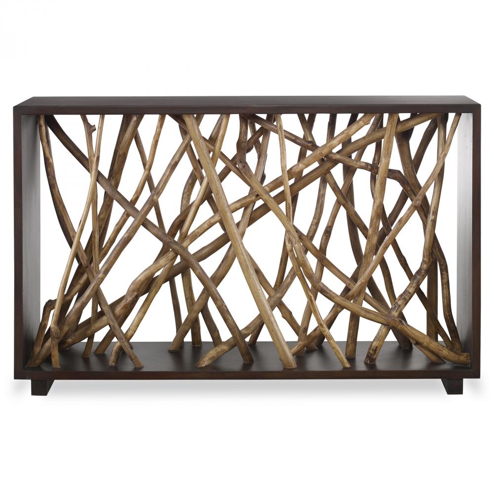 Uttermost Teak Maze Console Table