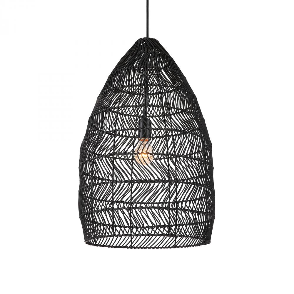 Uttermost Nandi 1 Light Woven Black Pendant