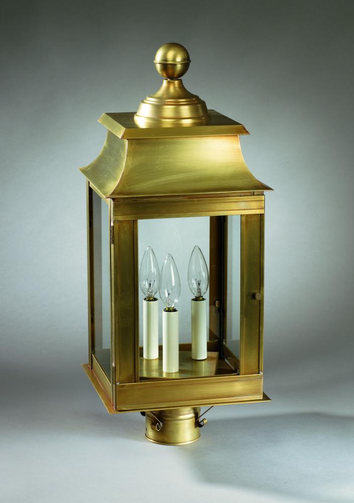 Pagoda Post Dark Antique Brass Medium Base Socket With Chimney Frosted Glass