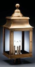 Northeast Lantern 5653-DB-LT3-FST - Pagoda Post Dark Brass 3 Candelabra Sockets Frosted Glass