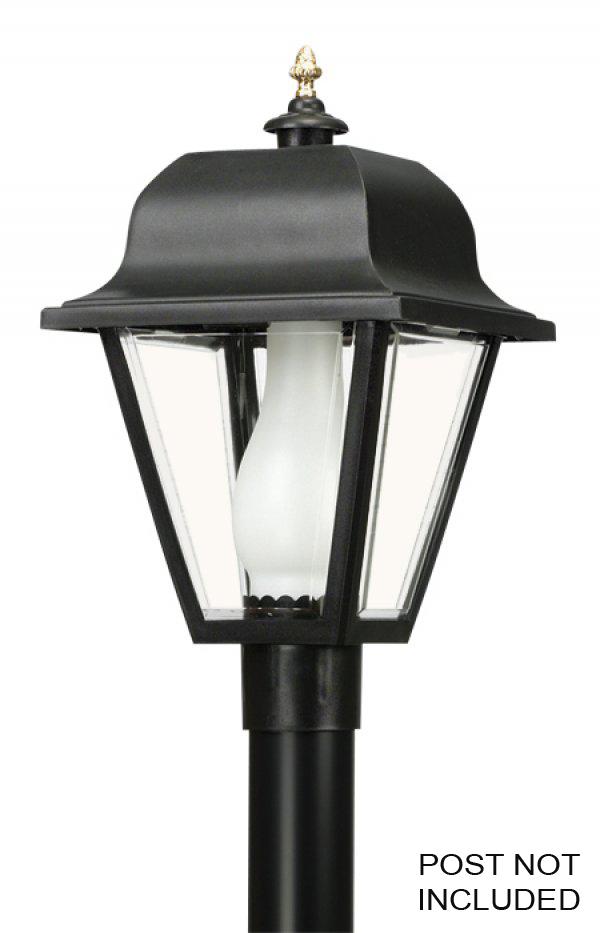 SAXONY POST LANTERN BLACK W/CLEAR BEVELED LENS