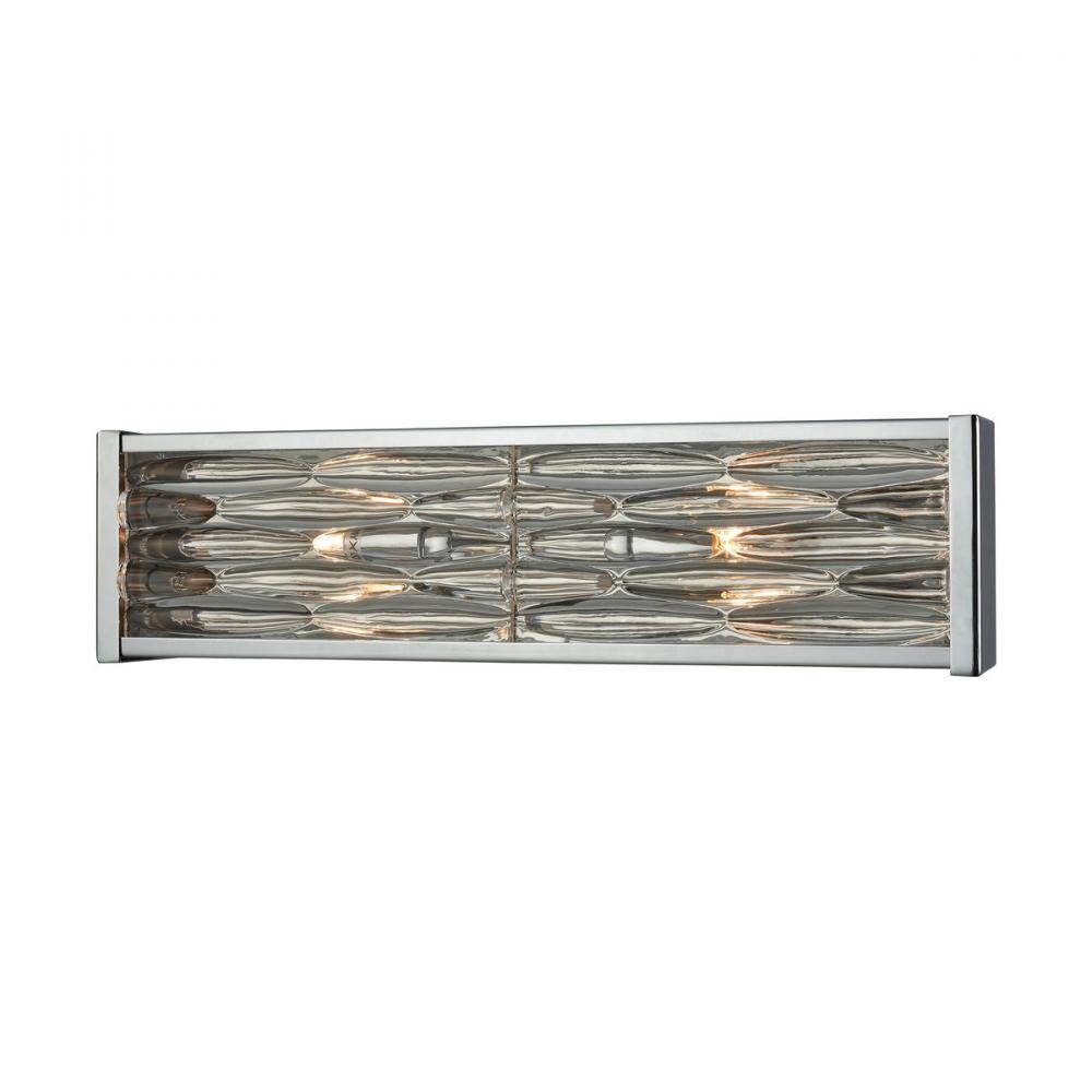 Riverflow 2-Light Vanity Sconce in Polished Chrome with Stacked River Stone Glass