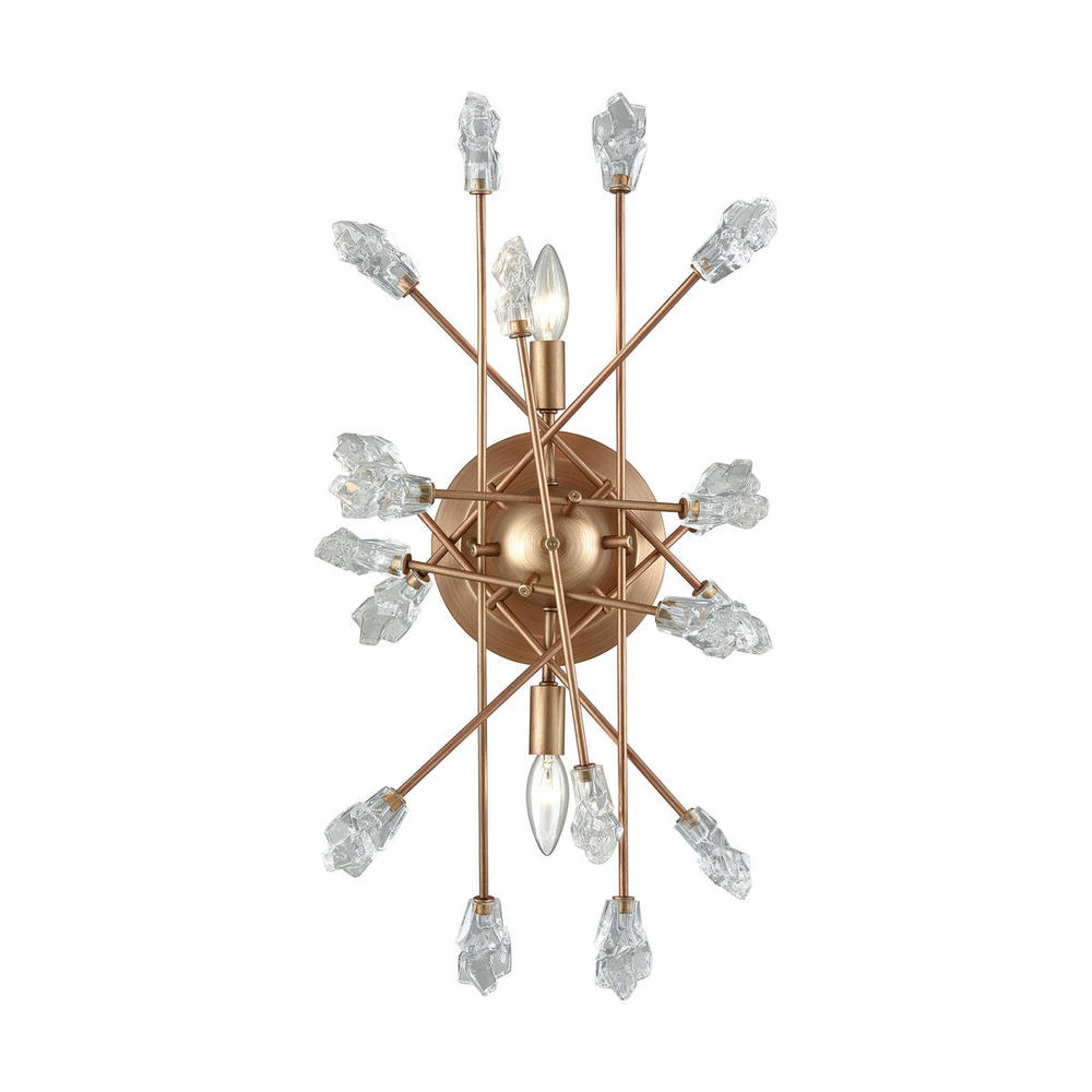 Serendipity 2-Light Wall Lamp in Matte Gold with Clear Bubble Glass