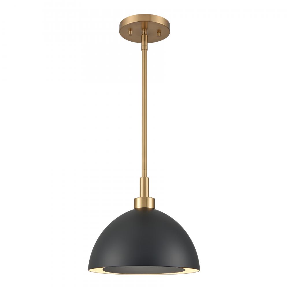 Pelham 10&#39;&#39; Wide 2-Light Pendant - Satin Brass with Matte Black