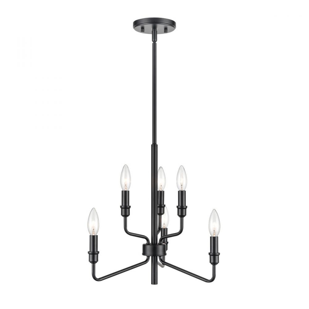 Saginaw 18&#39;&#39; Wide 6-Light Chandelier - Matte Black