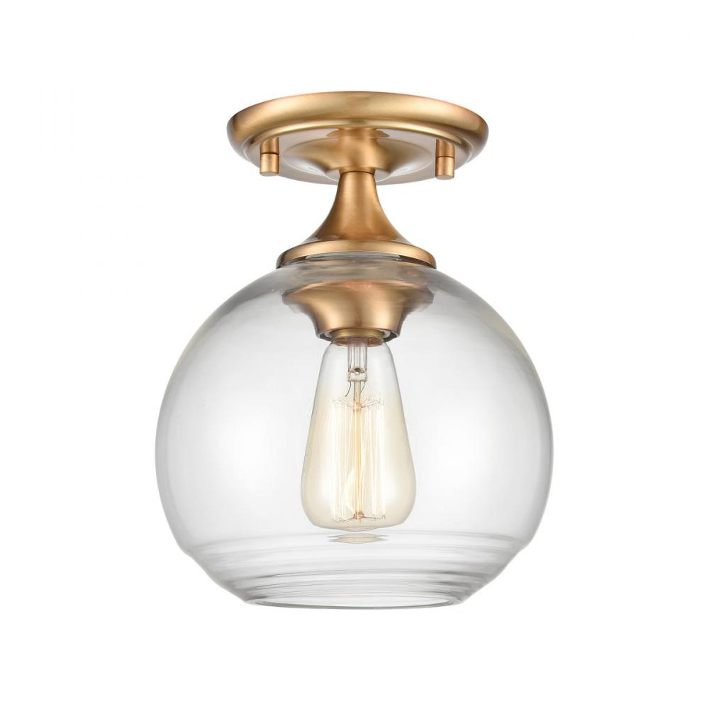 Angie 8&#39;&#39; Wide 1-Light Semi Flush Mount - Satin Brass