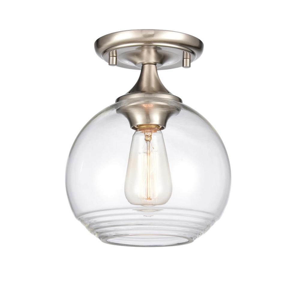 Angie 8&#39;&#39; Wide 1-Light Semi Flush Mount - Satin Nickel