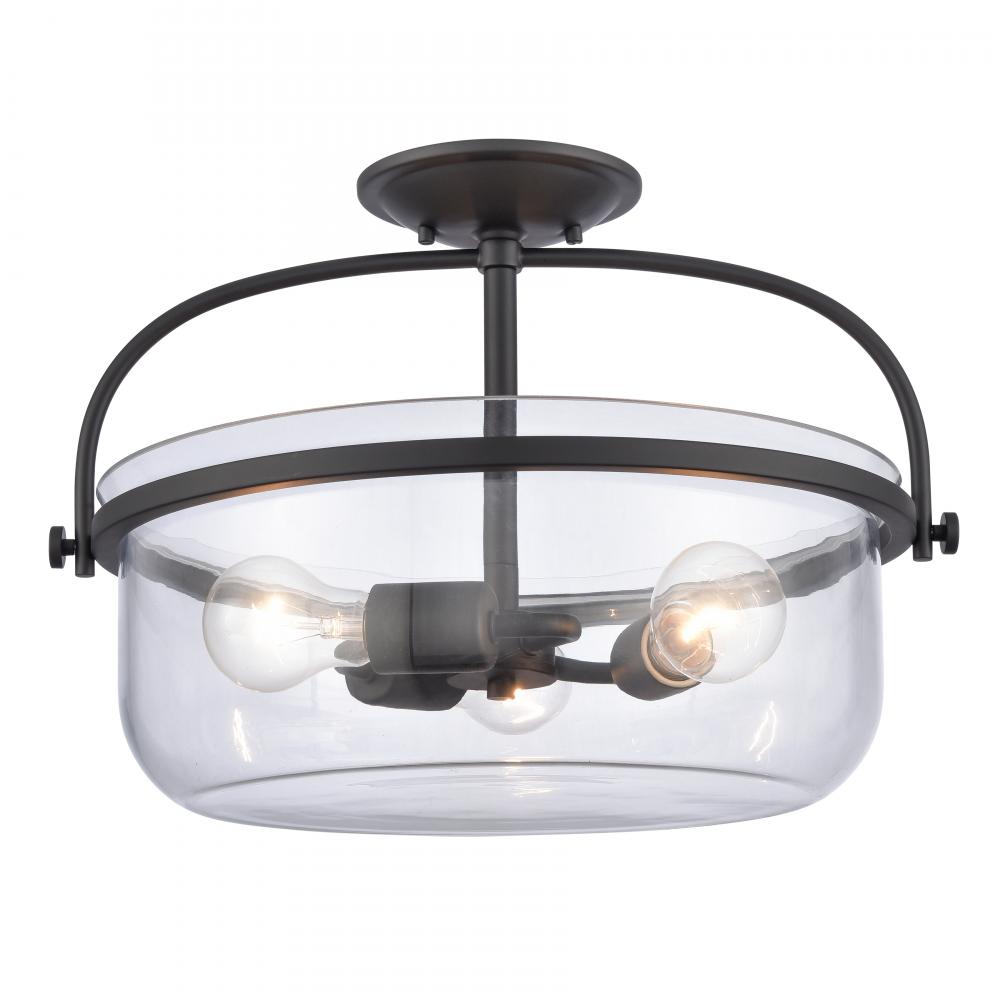 Wentworth 17&#39;&#39; Wide 3-Light Semi Flush Mount - Matte Black