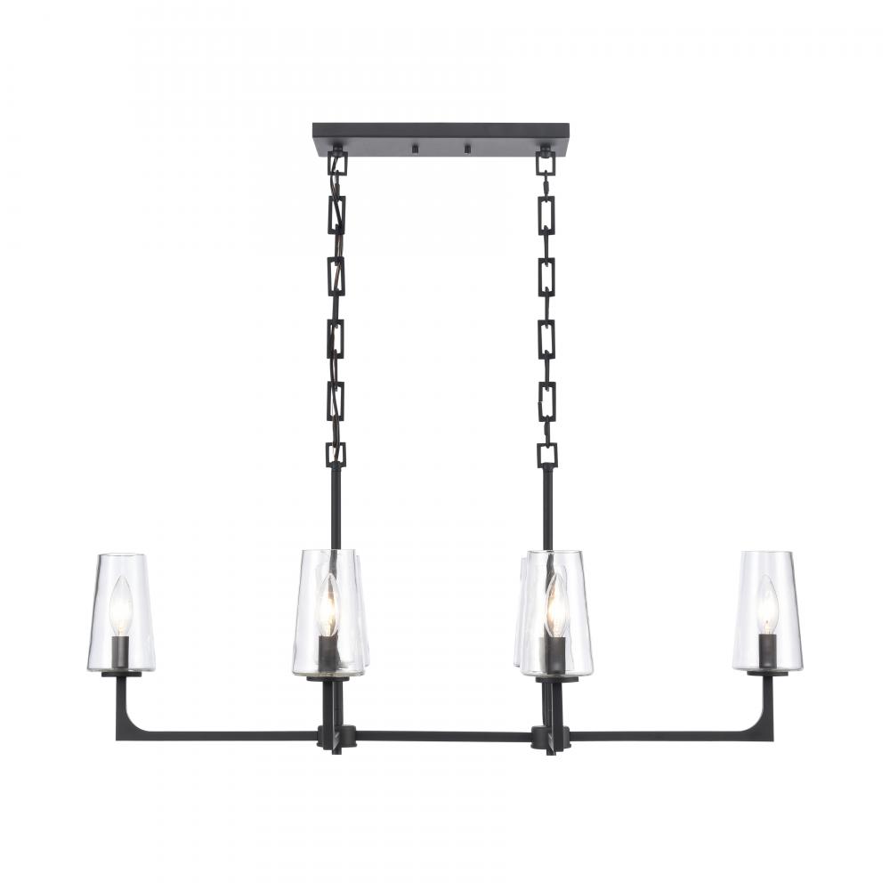 Fitzroy 36&#39;&#39; Wide 6-Light Linear Chandelier - Matte Black