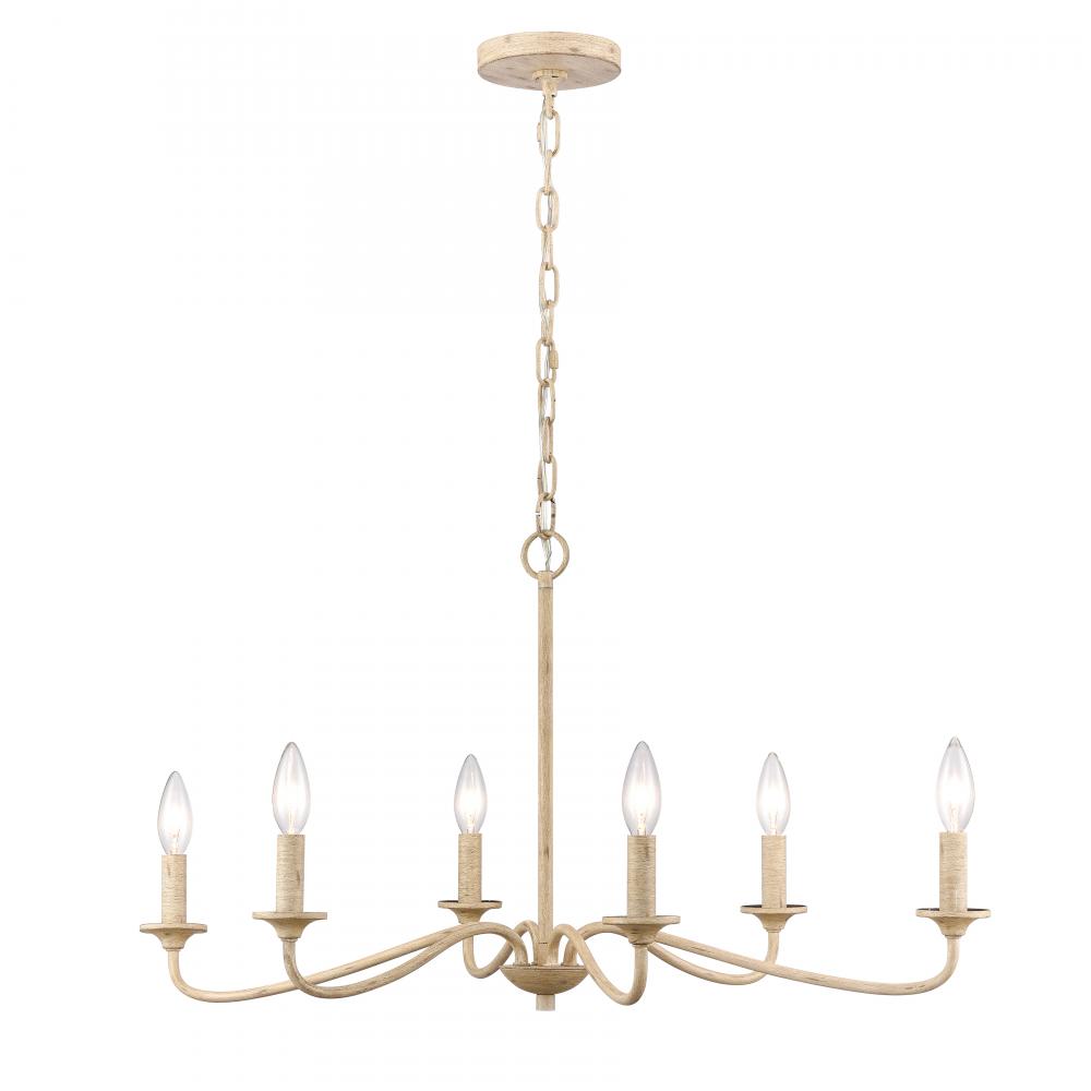 Ellisville 30&#39;&#39; Wide 6-Light Chandelier - Antique Cream