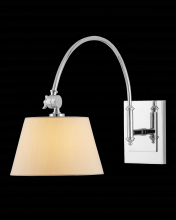 Currey 5000-0210 - Ashby Nickel Swing-Arm Wall Sconce, White Shade